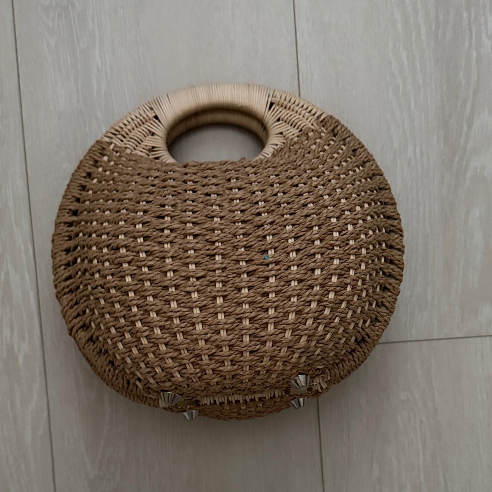 Rattan Brown Round Woven Mini Bag - Picture 6 of 11